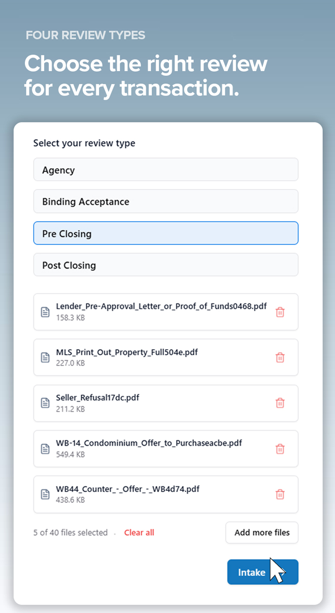 real estate contract review - review type